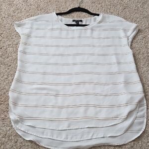 RW&CO. White and Tan Striped Blouse